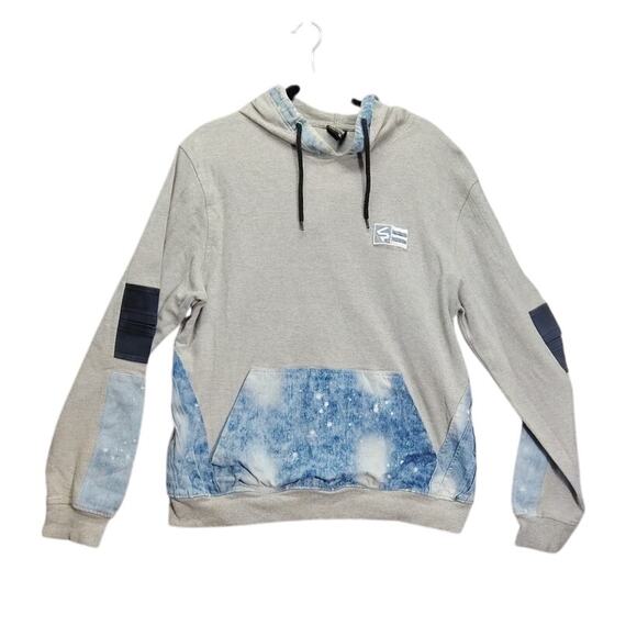 Vintage Southpole Mens Acid Wash Denim Pullover Hoodie Y2K Size XL Sweater
